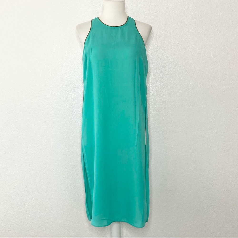 BEBE Turquoise Side Slits Blouse